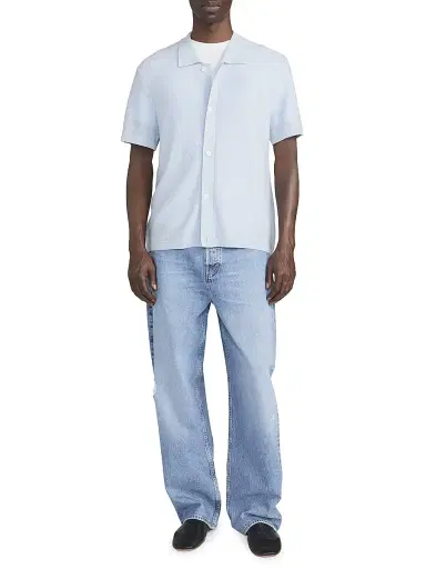 Frame Men's Wool Short-Sleeve Button-Front Cardigan - Pale Blue - Size XL | Thumbnail 2 Frame Men's Wool Short-Sleeve Button-Front Cardigan - Pale Blue - Size XL | Thumbnail 2