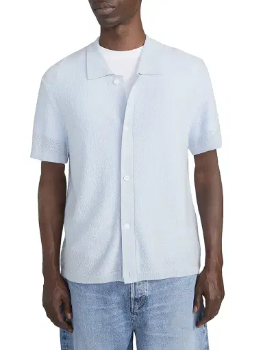 Frame Men's Wool Short-Sleeve Button-Front Cardigan - Pale Blue - Size XL | Thumbnail 4 Frame Men's Wool Short-Sleeve Button-Front Cardigan - Pale Blue - Size XL | Thumbnail 4