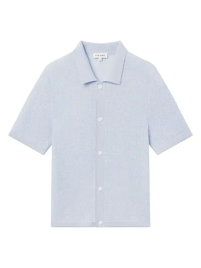 Men's Wool Short-Sleeve Button-Front Cardigan - Pale Blue
