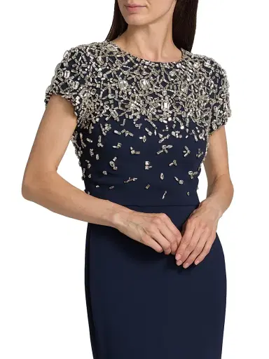 Oscar de la Renta Women's Crystal-Embroidered Cap-Sleeve Gown | Thumbnail 6 Oscar de la Renta Women's Crystal-Embroidered Cap-Sleeve Gown | Thumbnail 6