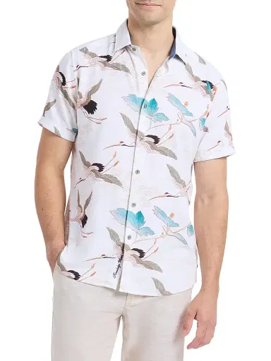 Robert Graham Men's Tsuru Short-Sleeve Shirt - White | Thumbnail 3 Robert Graham Men's Tsuru Short-Sleeve Shirt - White | Thumbnail 3