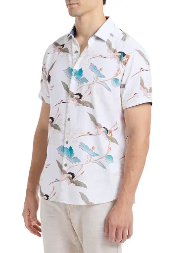 Robert Graham Men's Tsuru Short-Sleeve Shirt - White | Thumbnail 4 Robert Graham Men's Tsuru Short-Sleeve Shirt - White | Thumbnail 4