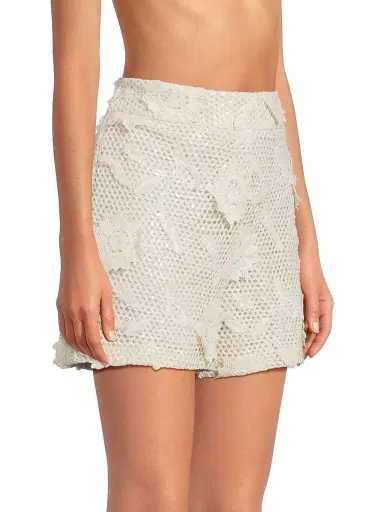 Milly Women's Sequin Crochet Shorts - White | Thumbnail 4