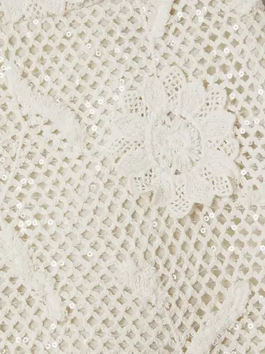 Milly Women's Sequin Crochet Shorts - White | Thumbnail 6