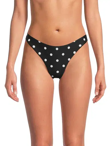 Milly Women's Margot Polka Dot Bikini Bottom - Black White - Size Large | Thumbnail 3