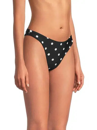 Milly Women's Margot Polka Dot Bikini Bottom - Black White - Size Large | Thumbnail 4