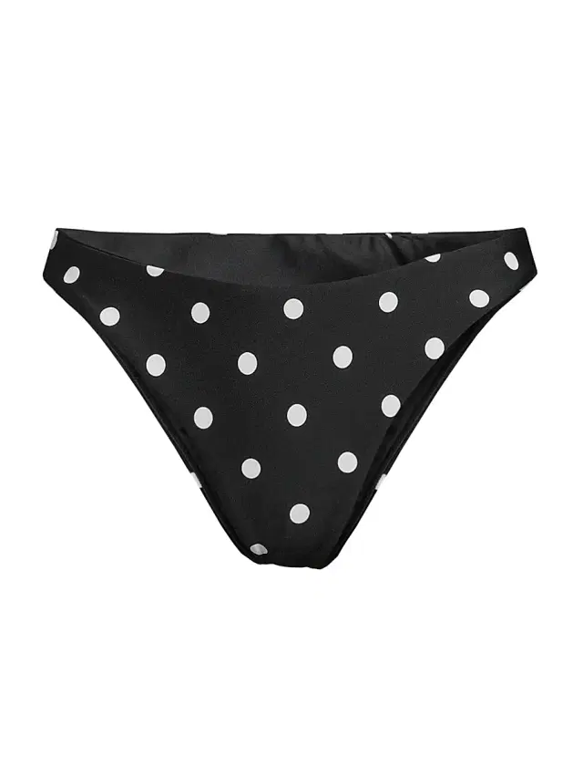 Women's Margot Polka Dot Bikini Bottom - Black White