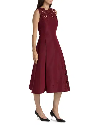 Oscar de la Renta Women's Cut-Out Floral-Embroidered Silk Cocktail Dress - Merlot | Thumbnail 4 Oscar de la Renta Women's Cut-Out Floral-Embroidered Silk Cocktail Dress - Merlot | Thumbnail 4