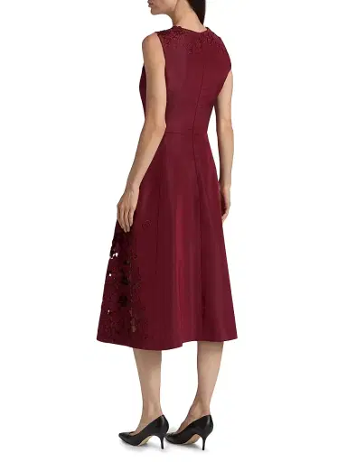 Oscar de la Renta Women's Cut-Out Floral-Embroidered Silk Cocktail Dress - Merlot | Thumbnail 5 Oscar de la Renta Women's Cut-Out Floral-Embroidered Silk Cocktail Dress - Merlot | Thumbnail 5