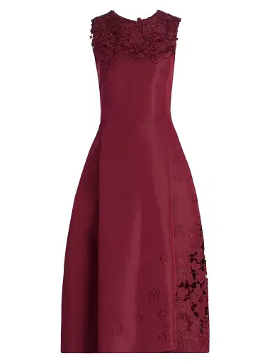 Oscar de la Renta Women's Cut-Out Floral-Embroidered Silk Cocktail Dress - Merlot | Thumbnail 1 Oscar de la Renta Women's Cut-Out Floral-Embroidered Silk Cocktail Dress - Merlot | Thumbnail 1