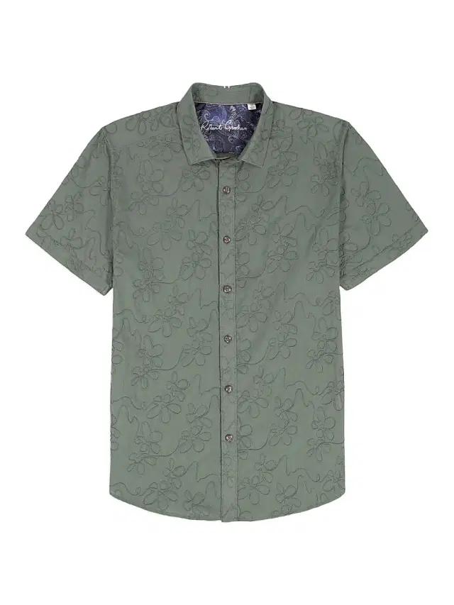 Robert Graham Men's Grafton Floral Short-Sleeve Shirt - Olive