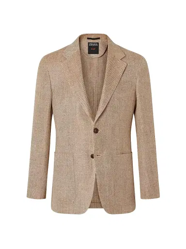 Zegna Men's Silk and Linen Jacket - Beige - Size 48 | Thumbnail 2