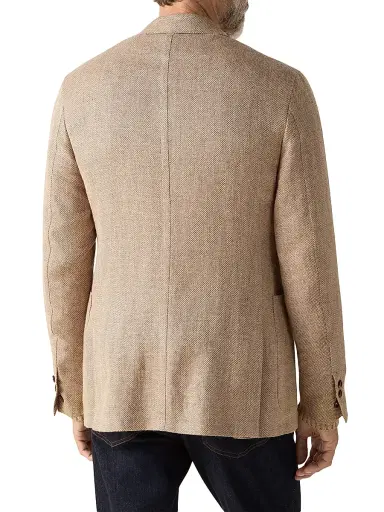 Zegna Men's Silk and Linen Jacket - Beige - Size 48 | Thumbnail 3