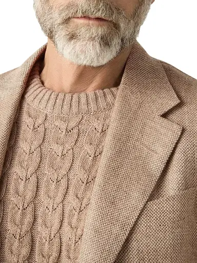 Zegna Men's Silk and Linen Jacket - Beige - Size 48 | Thumbnail 4