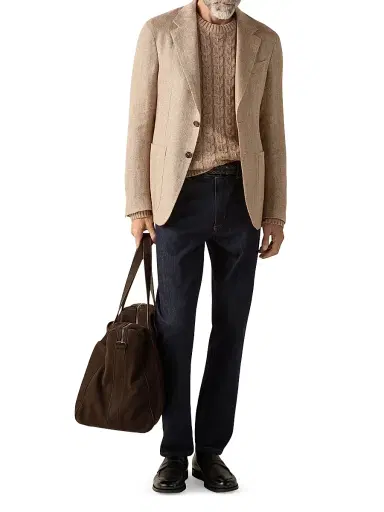 Zegna Men's Silk and Linen Jacket - Beige - Size 48 | Thumbnail 6