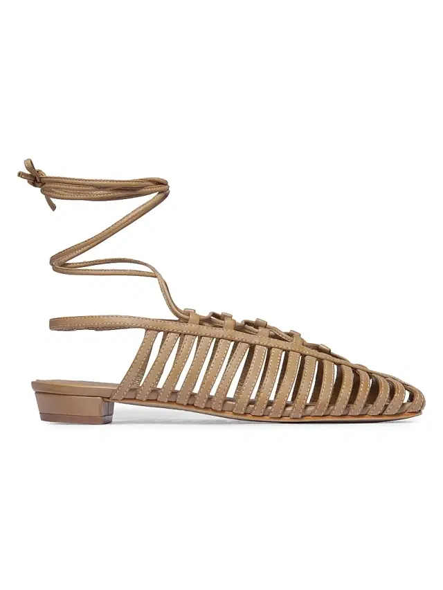 Bernardo Women's Geneva Ankle Tie Flats - Sand