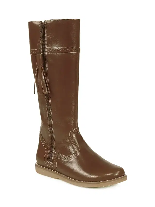 Elephantito Girl's Patent Leather Riding Boots - Brown 2 (Child)
