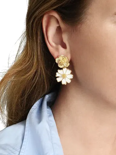 Anabel Aram Women's Wildflowers 18K Gold-Plated, Crystal & Enamel Drop Earrings - White Enamel | Thumbnail 2