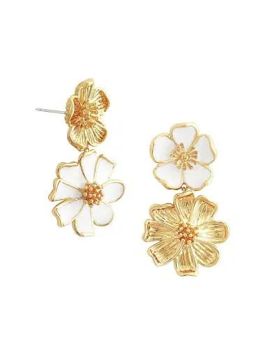 Anabel Aram Women's Wildflowers 18K Gold-Plated, Crystal & Enamel Drop Earrings - White Enamel | Thumbnail 3