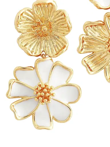 Anabel Aram Women's Wildflowers 18K Gold-Plated, Crystal & Enamel Drop Earrings - White Enamel | Thumbnail 4