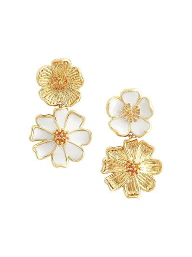 Anabel Aram Women's Wildflowers 18K Gold-Plated, Crystal & Enamel Drop Earrings - White Enamel | Thumbnail 1