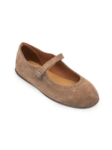Elephantito Little Girl's Suede Mary Jane Flats - Beige 6 (Child) | Thumbnail 1