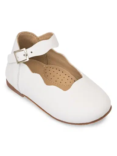 Elephantito Baby Girl's Ondina Scalloped Leather Ballet Flats - White 6.5 (Baby) | Thumbnail 1