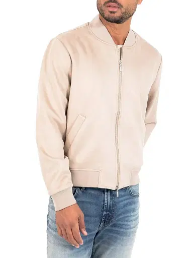 Monfrère Men's Maverick Bomber Jacket - Suede Taupe - Size XL | Thumbnail 3
