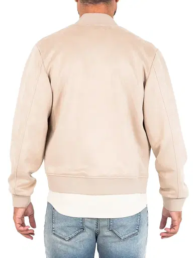 Monfrère Men's Maverick Bomber Jacket - Suede Taupe - Size XL | Thumbnail 4