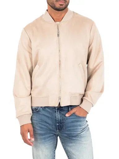 Monfrère Men's Maverick Bomber Jacket - Suede Taupe - Size XL | Thumbnail 5