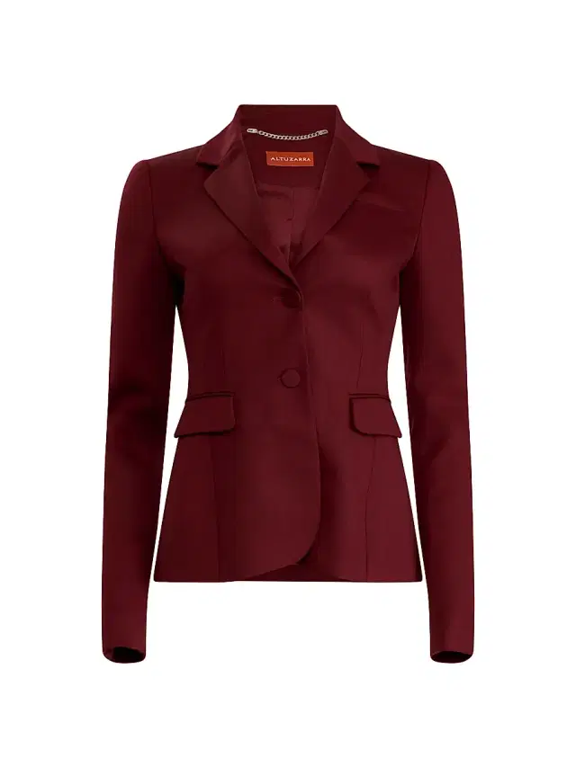 Women's Fenice Stretch Merino Wool Blazer - Maroon