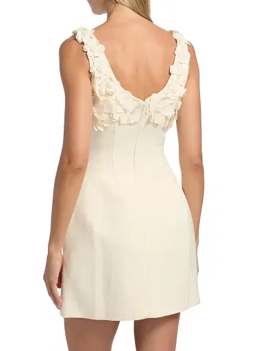 MONIQUE LHUILLIER Women's Floral Appliqué Scoopneck Cocktail Dress - Ivory - Size 14 | Thumbnail 5 MONIQUE LHUILLIER Women's Floral Appliqué Scoopneck Cocktail Dress - Ivory - Size 14 | Thumbnail 5