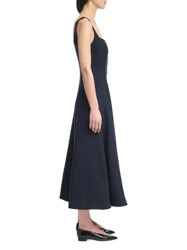 Altuzarra Women's Orrie Knotted Button Midi-Dress - Navy | Thumbnail 4 Altuzarra Women's Orrie Knotted Button Midi-Dress - Navy | Thumbnail 4