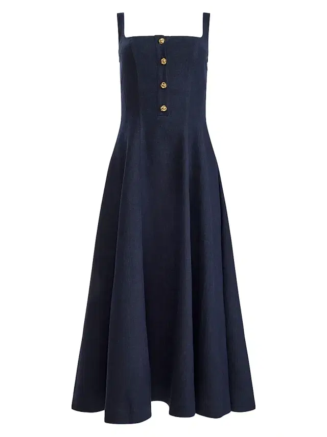 Women's Orrie Knotted Button Midi-Dress - Navy