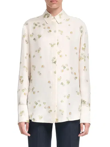 Altuzarra Women's Chika Watercolor Print Cotton Shirt - Ivory Allover Petals - Size 10 | Thumbnail 3
