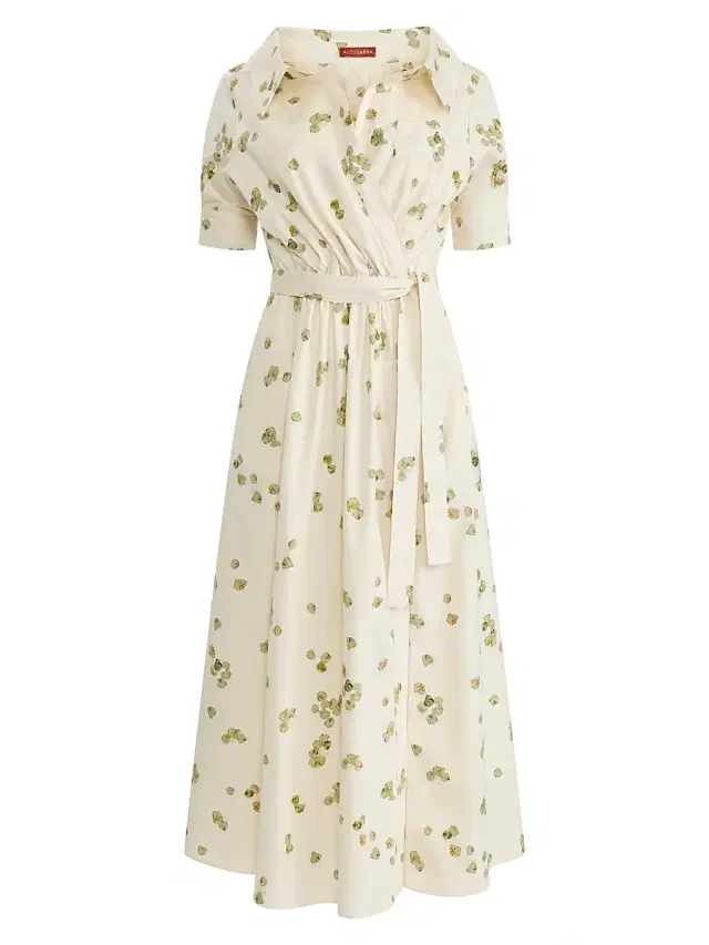 Women's Lydia Watercolor Print Cotton Shirtdress -  Allover Petals
