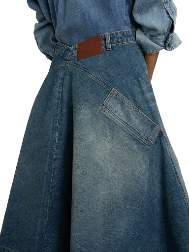Brandon Maxwell Women's Frankie Denim Cascade Skirt - Dakota Wash | Thumbnail 6 Brandon Maxwell Women's Frankie Denim Cascade Skirt - Dakota Wash | Thumbnail 6