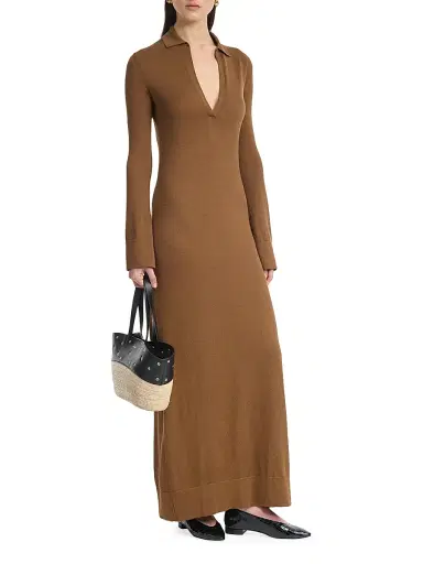 Altuzarra Women's Arp Cotton-Silk Long-Sleeve Maxi Dress - Toffee - Size XS | Thumbnail 2 Altuzarra Women's Arp Cotton-Silk Long-Sleeve Maxi Dress - Toffee - Size XS | Thumbnail 2