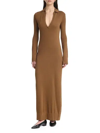 Altuzarra Women's Arp Cotton-Silk Long-Sleeve Maxi Dress - Toffee - Size XS | Thumbnail 3 Altuzarra Women's Arp Cotton-Silk Long-Sleeve Maxi Dress - Toffee - Size XS | Thumbnail 3