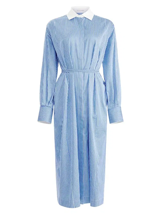 Women's Floyd Striped Cotton Maxi Shirtdress - Azure Stripe