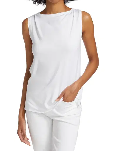Majestic Filatures Women's Soft-Touch Boatneck Tank Top - Blanc | Thumbnail 3