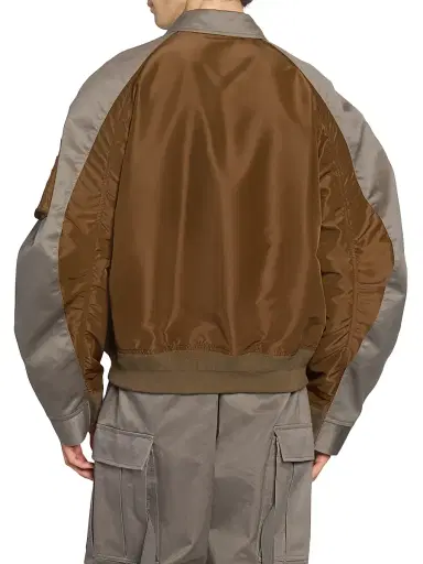 sacai Men's Cotton Chino Nylon Twill Blouson Jacket - Gray Brown | Thumbnail 5