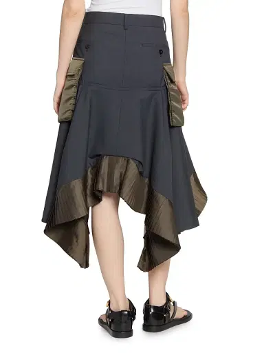 sacai Women's Suiting-Nylon Twill Handkerchief Hem Midi-Skirt - Grayd Khaki | Thumbnail 5 sacai Women's Suiting-Nylon Twill Handkerchief Hem Midi-Skirt - Grayd Khaki | Thumbnail 5