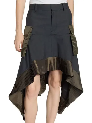 sacai Women's Suiting-Nylon Twill Handkerchief Hem Midi-Skirt - Grayd Khaki | Thumbnail 6 sacai Women's Suiting-Nylon Twill Handkerchief Hem Midi-Skirt - Grayd Khaki | Thumbnail 6
