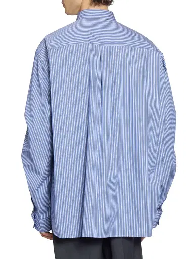 Sacai Men's Striped Poplin Button-Front Shirt - Blue Stripe - Size XL | Thumbnail 5