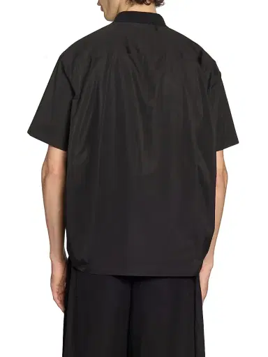 sacai Men's Quarter-Zip Cotton Poplin Shirt - Black | Thumbnail 5