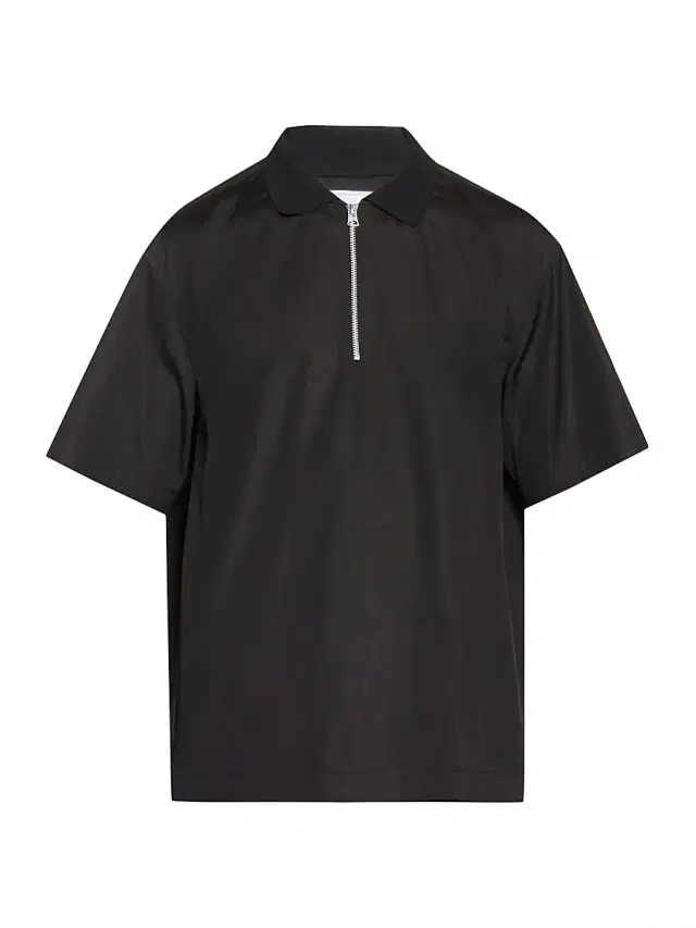 Men's Quarter-Zip Cotton Poplin Shirt - Black