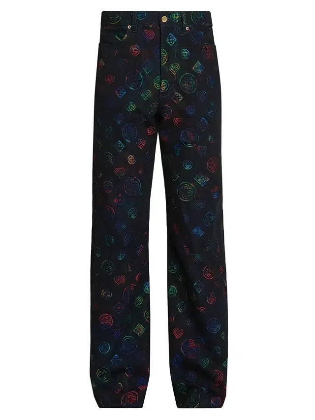 Casablanca Men's Heatmap Logo Mid-Rise Straight-Leg Jeans - Heat Map