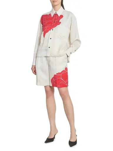 Victoria Beckham Women's Floral Satin Button-Front Shirt | Thumbnail 2 Victoria Beckham Women's Floral Satin Button-Front Shirt | Thumbnail 2