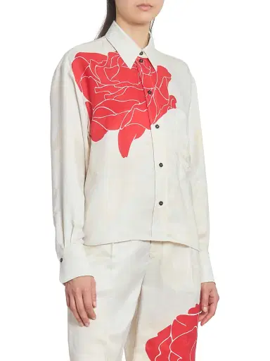 Victoria Beckham Women's Floral Satin Button-Front Shirt | Thumbnail 4 Victoria Beckham Women's Floral Satin Button-Front Shirt | Thumbnail 4